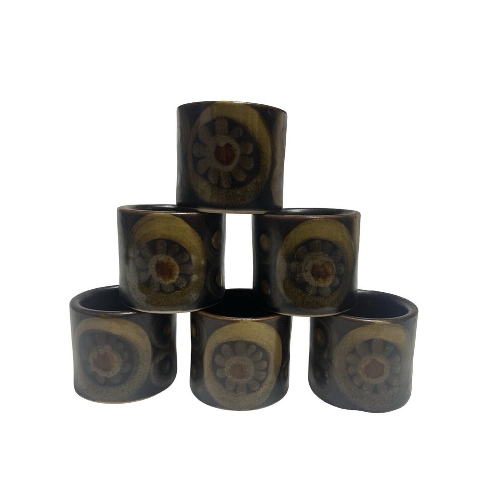 Vintage 1970s Denby Arabesque Egg Cups Set of 6